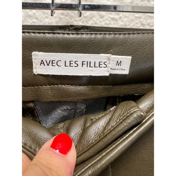 Avec Les Filles Faux Leather Pants  Deep Green Size Med - Picture 3 of 8